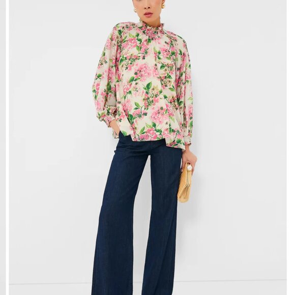 NWT Tuckernuck  Gossamer Pink Hydrangea Lydia Blouse Size XL - Picture 4 of 9